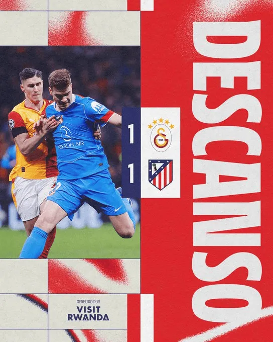 球速体育官方网站-加拉塔萨雷1-1马竞半场数据：射门5-8，射正1-2，良机1-1